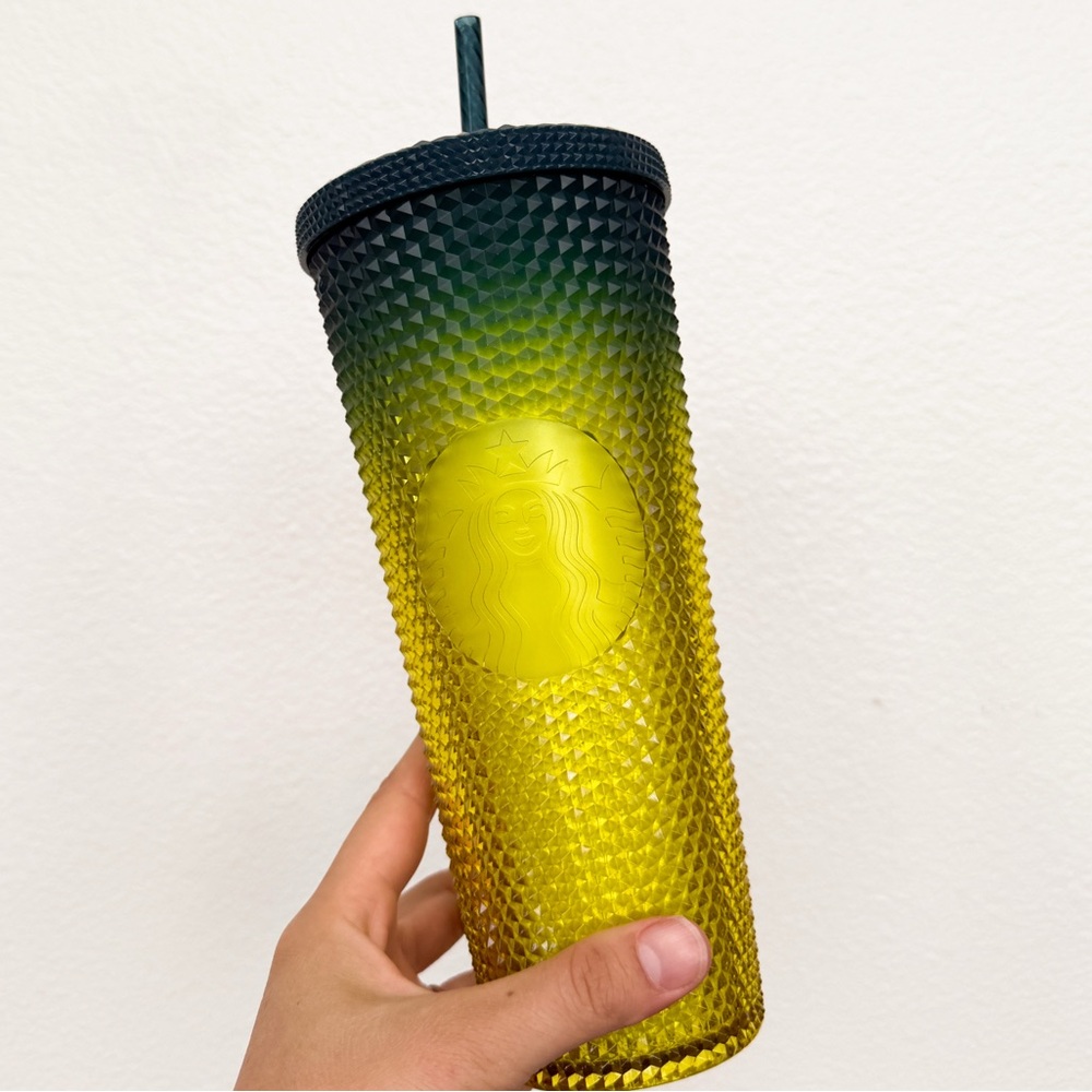 Starbucks Yellow Blue Studded Ombré Cup 24 OZ